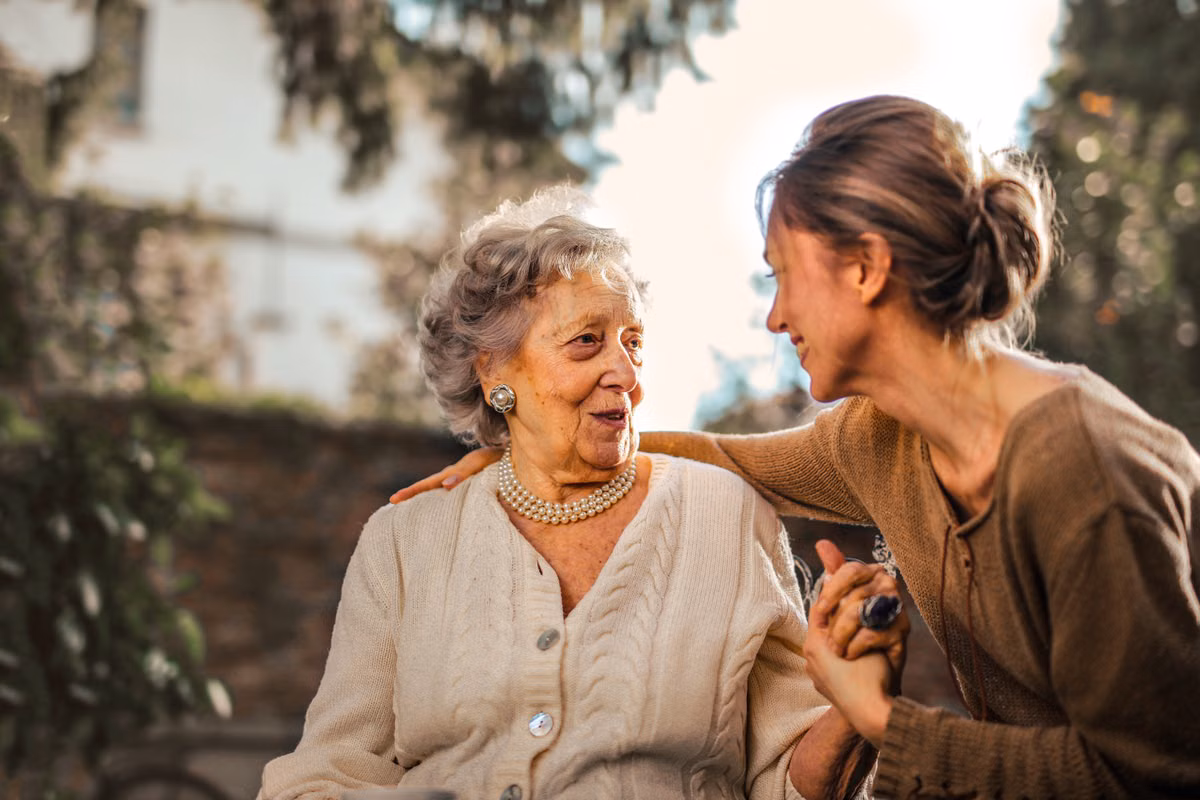 Mother and daughter sharing a conversation